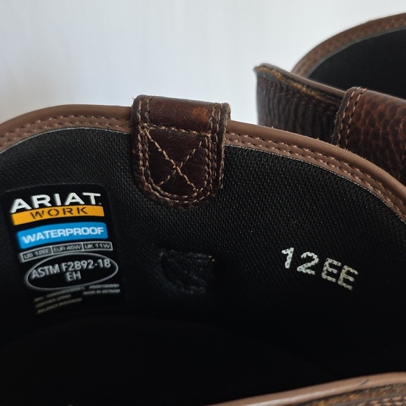 Ariat Mens Brown Waterproof Work Boots.  Size 12EE main image 11